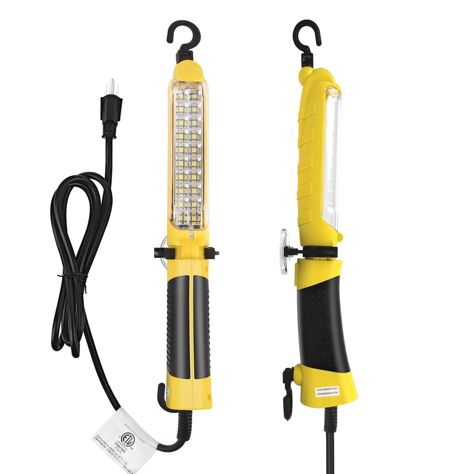 Led Trouble Light With Super-Bright 20 Cob Led Light Source, Handheld Corded Work Lights With Strong Magnet, Double Swivel Hook, Etl Listed, Suitable For Car Repair, Machinery And Construction